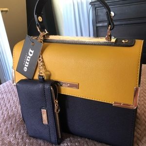 Dune London yellow and navy purse, NWT